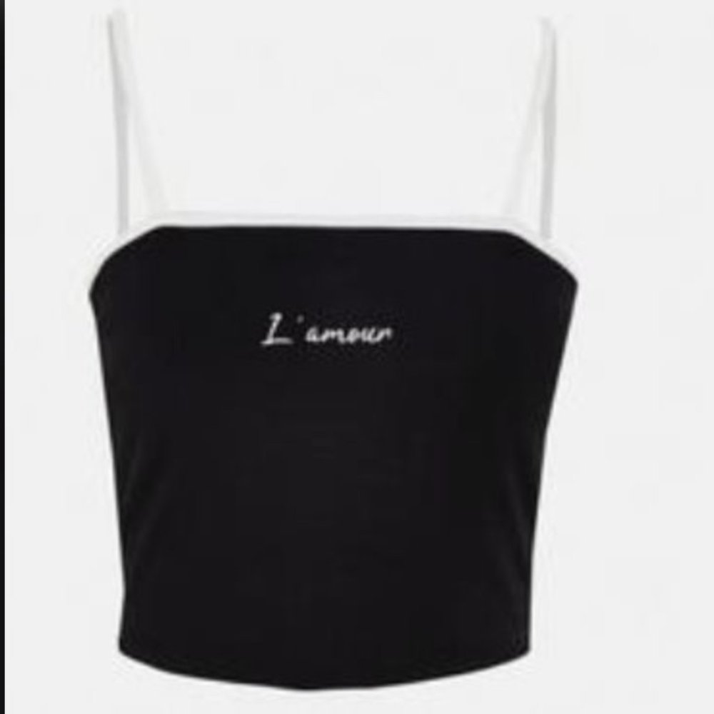 contrast strap crop tank top